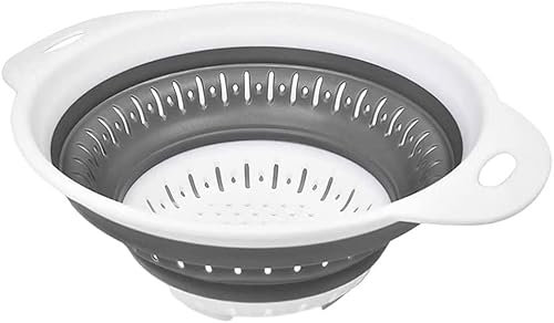 Passoire Pliable Cuisine En Silicone Panier De Vidange De Fruits Peu Encombrant Avec Poignées Gris