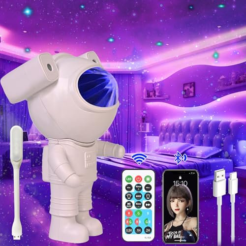 Astronaute Projecteur Galaxie Ciel Etoile Lampe Veilleuse Galaxy Nova Projection Plafond Étoilé Lumiere Star Projector Led Wallfree Enfant d'étoiles + Lampe de Lecture Astrony Chambre Adulte Bébé