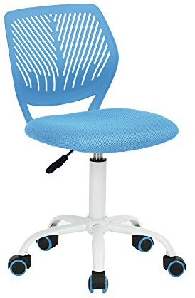 FurnitureR Silla de Escritorio Colorida de diseño Moderno y Ajustable para Ordenador, Silla giratoria sin Brazos, habitación de Estudio para niños, Oficina en casa, Azul, ‎plástico, 38,5 cm x 40 cm x
