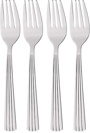 GRÄWE Forchette da dolce, 4 pezzi, forchette da dessert, piccole forchette, lavabili in lavastoviglie, forchette da pasticceria, forchette da frutta, acciaio inossidabile, serie Atene