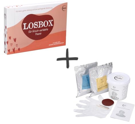 Makai Liebesgeschenk Bundle - Losbox & Handabdruckset - Geschenkidee für Paare und Verliebte zum Geburtstag, Valentinstag, Jahres- oder Hochzeitstag