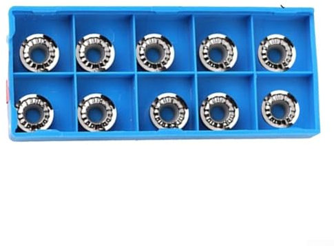 Gbtdoface Lot de 10 inserts ronds en carbure, burins de tournage du bois, pour l'aluminium RPGT10T3MO-AK N01 Plaquettes de fraisage en carbure R5 circulaire