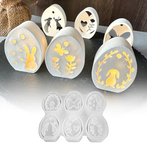 JSTHHTT 6 Pcs Silicone Candle Moulds Home Silicone Candle Mould Decoration for Pouring with Plaster, Creative Concrete, Wax, Casting Powder, Home Mold