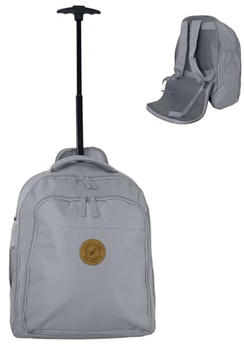 Bordlite EasyJet Cabin Approved Wheeled Backpack 45x36x20cm – 2 in 1 Lightweight Trolley Bag & Rucksack on Wheels (1.53kg, 36L) Underseat Hand Luggage for Travel, Business, Weekend Trips - Grey