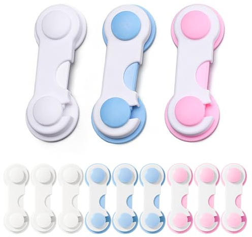 LACHT Blocca Cassetti Per Bambini, 12 Pezzi Chiudi Cassetti Bambini Per Armadietto, Cassetto, Armadio, Mobilia, Frigorifero, Sicurezza Cassetti Bambini Con Adesivo Nessun Trapano Necessario Bianca