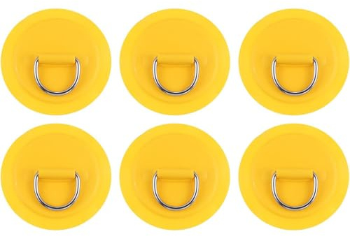 TopHomer 6 st gula PVC-lappkuddar, uppblåsbart båtrep fixeringsspänne, D-ringlappar för att säkra paddleboards, fiskeutrustning, kajaksladd
