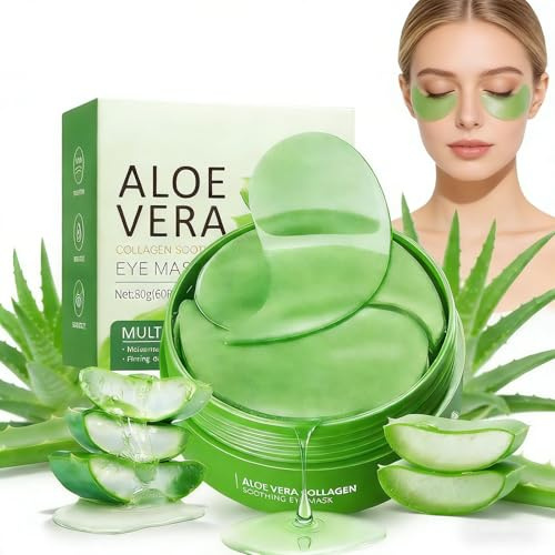 60 Parches Ojos Bolsas y Ojeras,Eye Patches Hidratantes con Aloe Vera y Colágeno,Parches Contorno de Ojos Anti Ojeras Mujer y Hombre,Máscara Ojos Suave y Reafirmante,80g