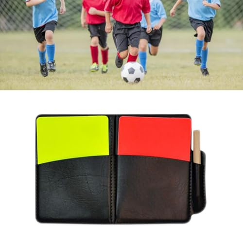 RASTKY Set di Cartellini per Arbitro di Calcio Set di Cartellini Rossi e Gialli Facili da Usare per Partite di Calcio con Portacarte in Similpelle Premium (Attrezzatura Sportiva)