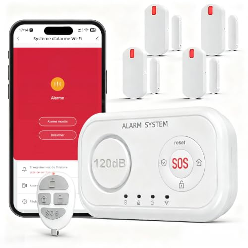 YISEELE Alarme Maison sans Fil: Centrale 120dB - Kit Alarme Maison avec Alarme Porte et fenêtre - détecteur de Chute - Protégez Votre Famille et Vos biens en Votre Absence – Compatible Alexa & Google