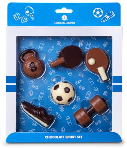 Sportset aus Schokolade - Sport-Zubehör aus Schokolade | Schoko | Geburtstagsgeschenk | Kinder | Erwachsene | Mann | Frau | lustige Geschenkidee | Sport Fan | Geschenke für Sportler