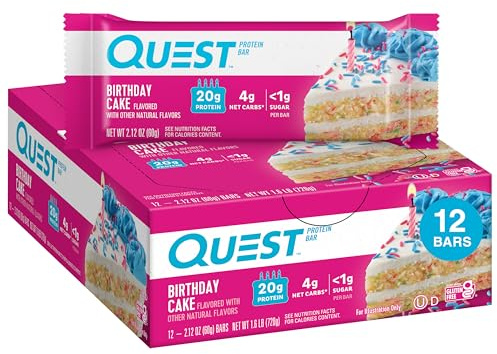 Quest Nutrition Bars, 60 g, Birthday Cake, Pack of 12