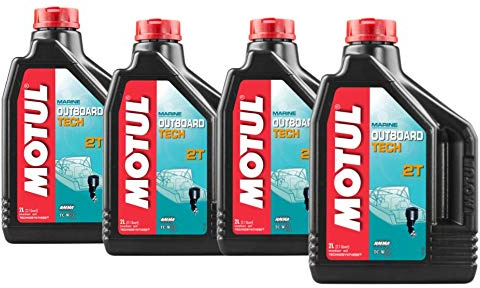 MOTUL Lubricantes para Motor 2 Tiempos Fuera Borda Technosynthese Outboard Tech 2T, Pack 8 litros