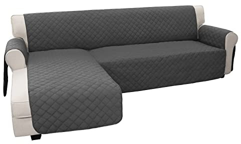 Easy-Going Sectional Couch Covers for Dogs L Shape Sofa Cover Reversible Sofa Slipcover Chaise Lounge Cover Furniture Protector Cover for Pets Dog Cat (Large, Dark Gray/Dark Gray)