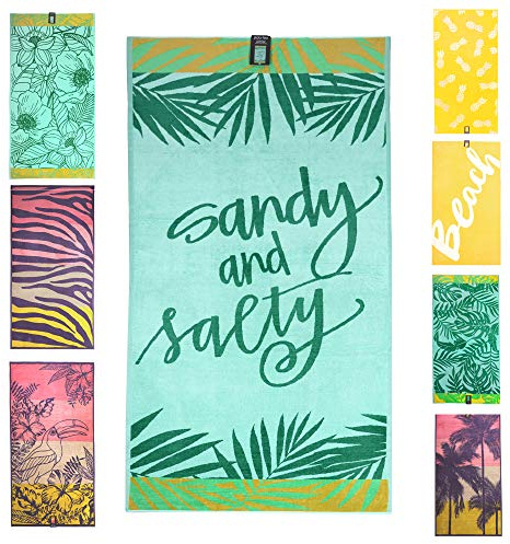 jilda-tex Strandtuch 90x180 cm Badetuch Strandlaken Handtuch 100% Baumwolle Velours Frottier Pflegeleicht (Sandy & Salty)