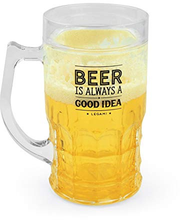 Legami - Boccale di Birra Refrigerante, 440 ml, in PS, EPS, Dotato di Doppio Fondo, Mantiene le Bevande Fresche a Lungo, Tenere in Freezer per 2 Ore, 1 Unità (Confezione da 1)