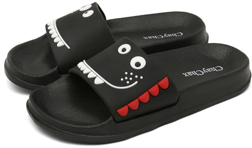 ChayChax Bekväma barnsandaler/sommartofflor/lätta badskor/badsandaler/strandsandaler/badtofflor med öppen tå, Svart B, 26/27 EU