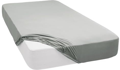 Mixibaby Spannbettlaken Jersey Spannbetttuch 100% Baumwolle Bettlaken Spannbettuch Laken 28 Farben, Größe:160 x 200 cm, Farbe:Hellgrau
