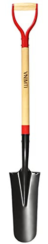 VNIMTI Pelle à bêche, pelle de transplantation, pelle de drainage, pelle pour creuser, pelle ou pelle pointue, 114,3 cm, poignée en bois