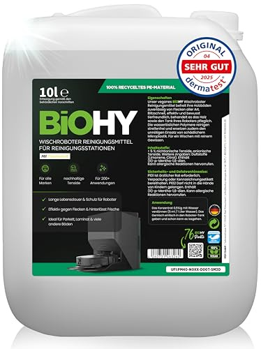 BiOHY Wischroboter Reiniger für Station mit Frischeduft (10L Kanister) | Bodenreiniger Wischroboter & Reinigungsmittel für Saugwischer und Saugroboter Konzentrat für Parkett, Fliesen & Hartböden