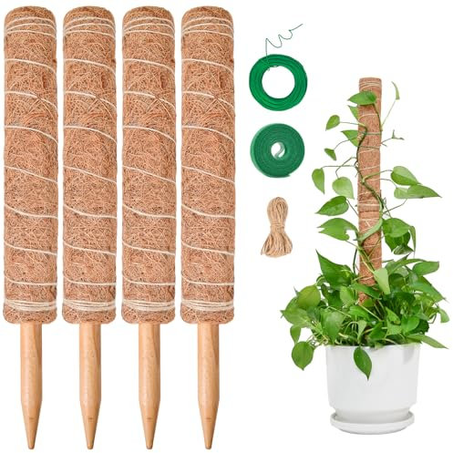 SPROUTMAVEN 49 inch/125 cm Tall Moss Pole for Plants, SproutMaven 4 x 16 Inch/41 cm Monstera Moss Pole kit for Indoor Outdoor Climbing Plants Lianas to Grow Upwards