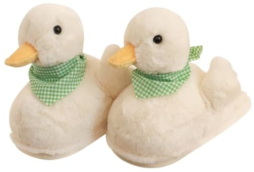 VTTDB Duck Slippers Women Fuzzy Animal Plush Winter Indoor House Slides Warm Fluffy Slipper(5.5-6.5,White,Female,adult,Adult,Medium,Women,Numeric Range,5.5,China,6.5)