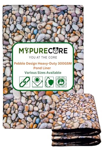 MYPURECORE Heavy-Duty 300GSM Pond Liner - Premium HDPE Liner with Pebble Design for Ponds, Waterfalls & Fountains – UV & Tear Resistant, Ideal for Garden Koi Ponds & Water Features (4m x 4m)