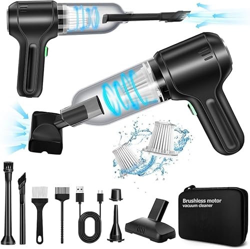 DiliDala Akku Handstaubsauger, 18000PA Tragbarer Handstaubsauger für Auto, 4 in 1 Staubabsaugung & Luftgebläse & Handpumpe & aufblasbar, Mini-Handstaubsauger für Auto, Haus, Büro, Sofa