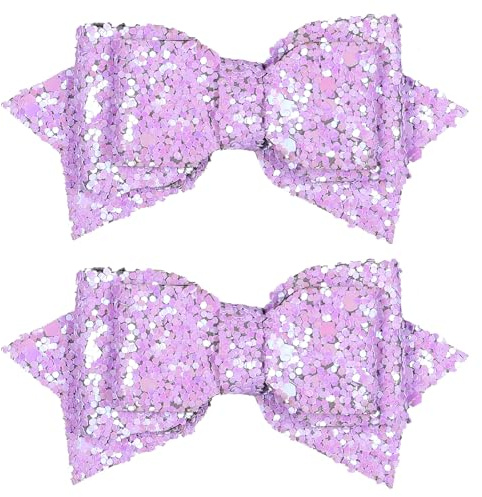 Glittery Mermaid Purple Hair Bows 3Inch Multicolor Sparkling Alligator Clips for Girls Teens Toddlers Baby Child Back School Birthday Dress Costume Decor Accessory Easter Gift