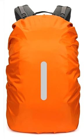Lammcou Protection Sac à Dos Pluie et cartables, Housse imperméable Backpack Rain Cover avec réflecteurs & Sangles croisées antidérapantes pour randonnée, Camping & Cyclisme (Orange, M: 30-40L)