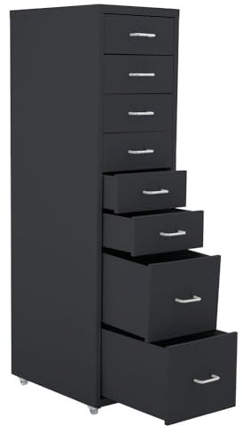 Warmiehomy 8 Drawer Filing Cabinet, L Cabinet Office Drawers on Wheel, Mobile Desk Drawers with Storage Metal Document Storage for Home Office,Black