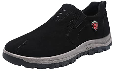 Zapatos de seguridad para hombre, con soporte de arco, zapatos ortopédicos para hombre, de gamuza, de ajuste ancho, cómodos, entrenadores de trabajo, duraderos, resistentes, puntera de acero