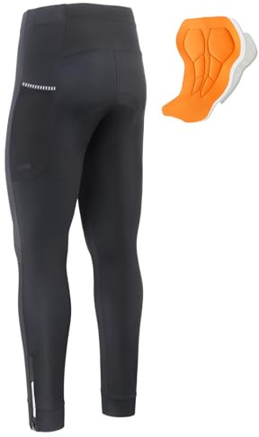 ARSUXEO Cycling Trousers Mens Padded Cycling Leggings Cycling Tights with Cold Protection, Padded Lightweight Bike Leggings Fleece Lining with Two Side Pockets H99 M