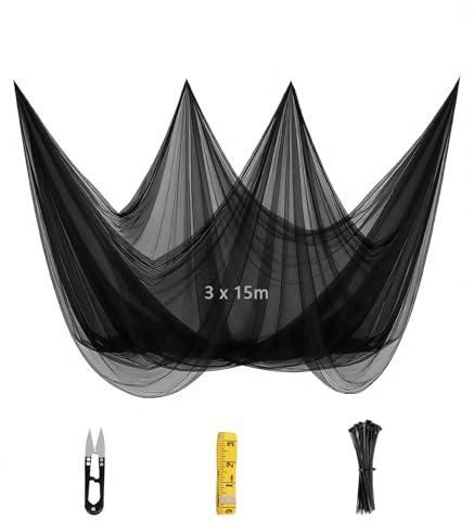 SUPAWAY Zanzariera 3m x 15m Rete anti-insetti e anti-mosche al metro Fai da te con fascette, metro e forbici per gazebo, terrazza, balcone, campeggio Protezione contro zanzare, mosche e uccelli