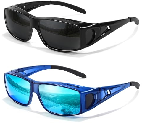 TJUTR 2 Pack Over Glasses Sunglasses for Men Women Polarised