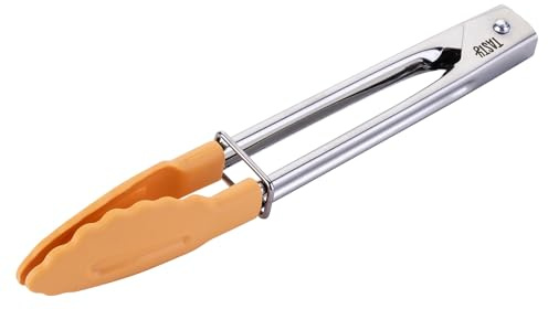 TASTY Minitång – längd 18 cm, greppbredd 10 cm, tillverkad av rostfritt stål med PBT-funktionell del – för bufféer och kök, värmebeständig upp till +270 °C, diskmaskinssäker, i trendig persika