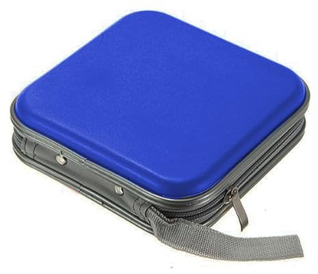 CD DVD Case, 40 Discs Capacity Portable Travel CD Case Storage Album Bag Plastic Bag Case - Double Side DVD DJ Disc Organizer with Hand Strap Protective Zipper Storage Wallet Hand Bag (Blue)