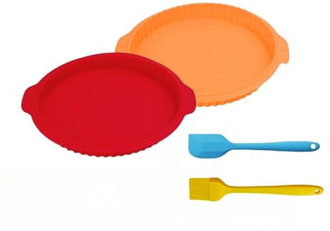 AVIMYA Stampo per torte di frutta,in silicone,antiaderente,rotondo,Ø28cm,resistente al calore,per torta di pie quiche,pizza,torta,2 pezzi,con pennello da pasticceria e spatola D/W SAFE