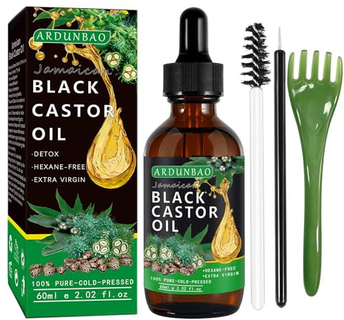 NARTAIL Castor Oil Organic Cold Pressed Unrefined, Jamaican Black Castor Oil, 100% Pure Organic Castor Oil Cold Pressed Stimulate Growth for Hair Eyelashes Eyebrows, Anti-Aging Moisturizing Massage