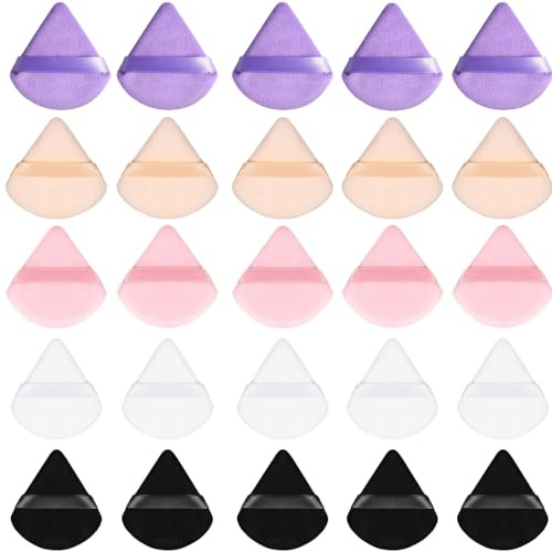 JCKD 25 Stück waschbare dreieckige Make-up Puffs, wiederverwendbare lose Puder Make-up Puffs, trockene und nasse Schwamm Puffs, verwendet für Pulver und schmelzende Frauen- und Frauenkosmetik