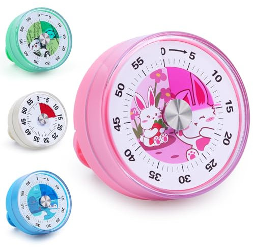 Timer visivo bambini - timer cucina meccanico da 60 Minuti, Timer digitale che può sostituire la clessidra bambini,sveglia meccanica a cartoni animati che non richiede batterie(Coniglietto)