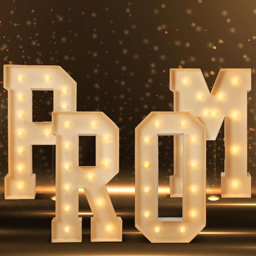 Aurelema 4 Pcs 4ft Graduation Decorations 2026 Prom Marquee Letter Lights Sign LED Marquee Light Letters Balloons Prom Numbers Letters for Wall Table Wedding Party Home Bar Decor
