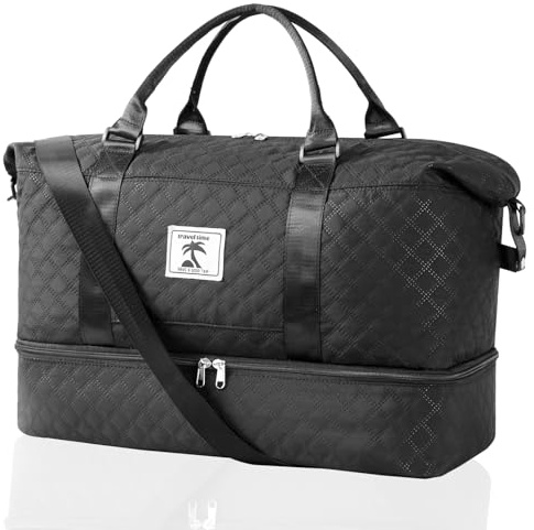 AiQInu Bolsa de Viaje 42L con Compartimento para Zapatos,Bolsa de Deporte 57X32X23CM, Bolsa de Mano Equipaje,Plegable Bolsa Viaje Impermeable Ligera Bolsas de Viaje para Hombre y Mujer