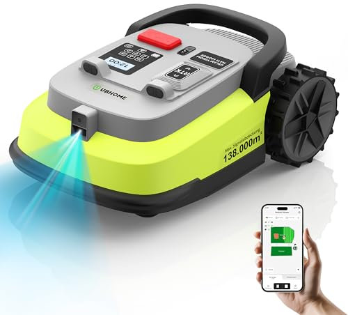 UBHOME M10 Robot Tagliaerba senza Filo Perimetrale, RTK+Visione,Navigazione Smart, Giardini fino a 1000 m², Evita Ostacoli, Controllo App, 55% di pendenza, Altezza di Taglio 30-60mm