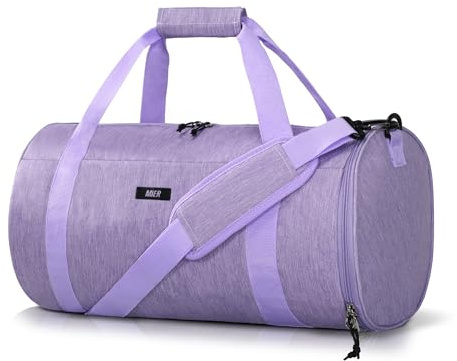 MIER Small Gym Duffle Bag with Shoe Compartment & Wet Pocket, 24L, Purple