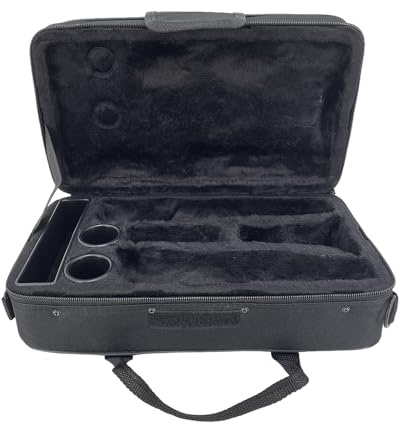 Ekey - Funda para clarinete negra con correa trasera acolchada gruesa y bonita cremallera protectora (Bb)