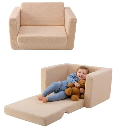 Hakuna Matte Poltrona per bambini a partire da 1 anno per giocare creativo e rilassarsi, beige | Divano per bambini in tessuto extra morbido | Divano per bambini con rivestimenti lavabili in lavatrice