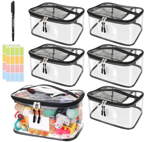 saerryor 6 Pack Clear PVC Toy Storage Bags with Handles (L)