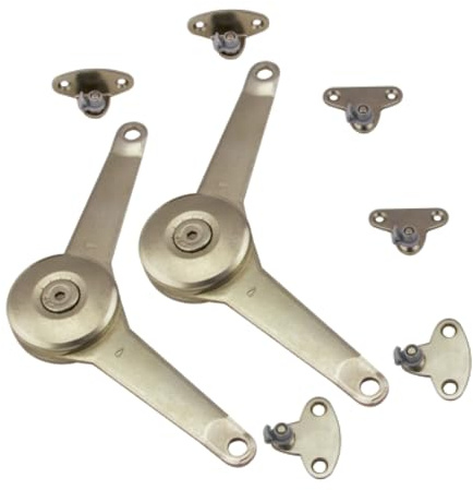 LOOTICH DUO Standard Versión Ligera Muebles Puerta Bisagras Soportes Stay Lift Herrajes para Tapa y Puertas Abatibles y Elevables Mecanismo Para Frentes de Madera y Marcos de Aluminio Plata 2 Set