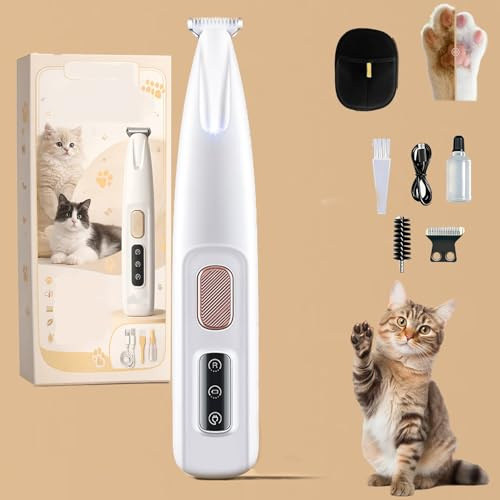Nouveau Tondeuse Chat, Tondeuse, Tondeuse De Précision Pour Chat, Étanche Et Silencieuse, Tête De Coupe Élargie, Comprend Un Éclairage Led, Rechargeable (1)