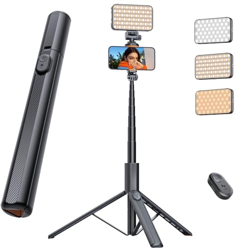 ANXRE 180cm Tripode para Movil con Luz, Control Remoto,Palo Selfie Monopies